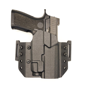 Outside Waistband Pancake Style Kydex holster designed to fit the Sig Sauer P320 Compact, Carry & M18 with the Streamlight TLR-7 or TLR-7A. Full sweat guard, adjustable retention, open muzzle cleared for a red dot sight. Proudly made in the USA for veterans & law enforcement. TLR7 TLR7A P 320 X-Carry XCarry XCompact