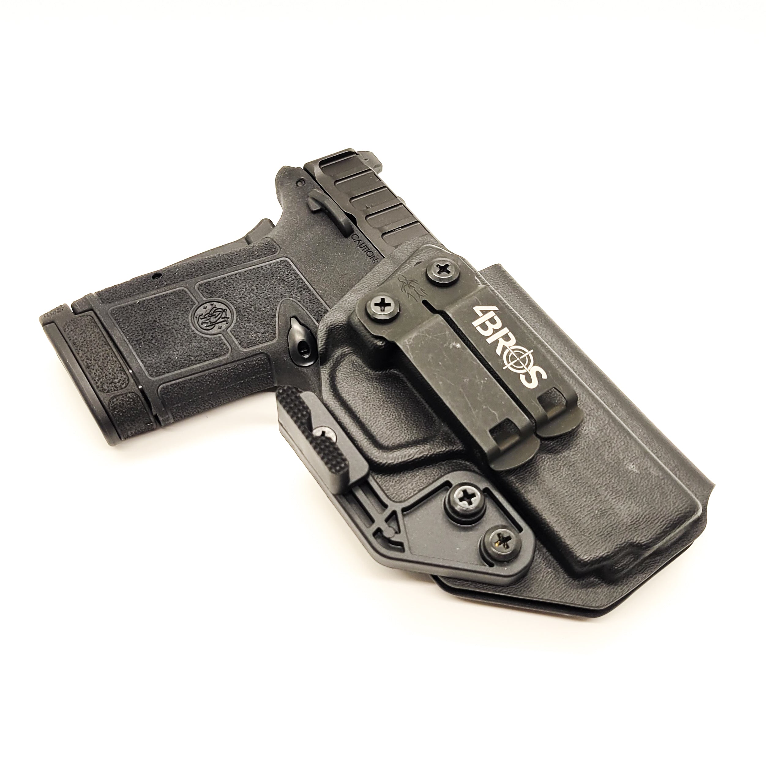 For 2022 best Inside Waistband IWB AIWB Kydex Holster designed to fit the Smith & Wesson EQUALIZER handgun, shop Four Brothers Holsters. Full sweat guard, adjustable retention, minimal material, and smooth edges to reduce printing. Profiled to clear red dot sights and optics. Proudly made in the USA.