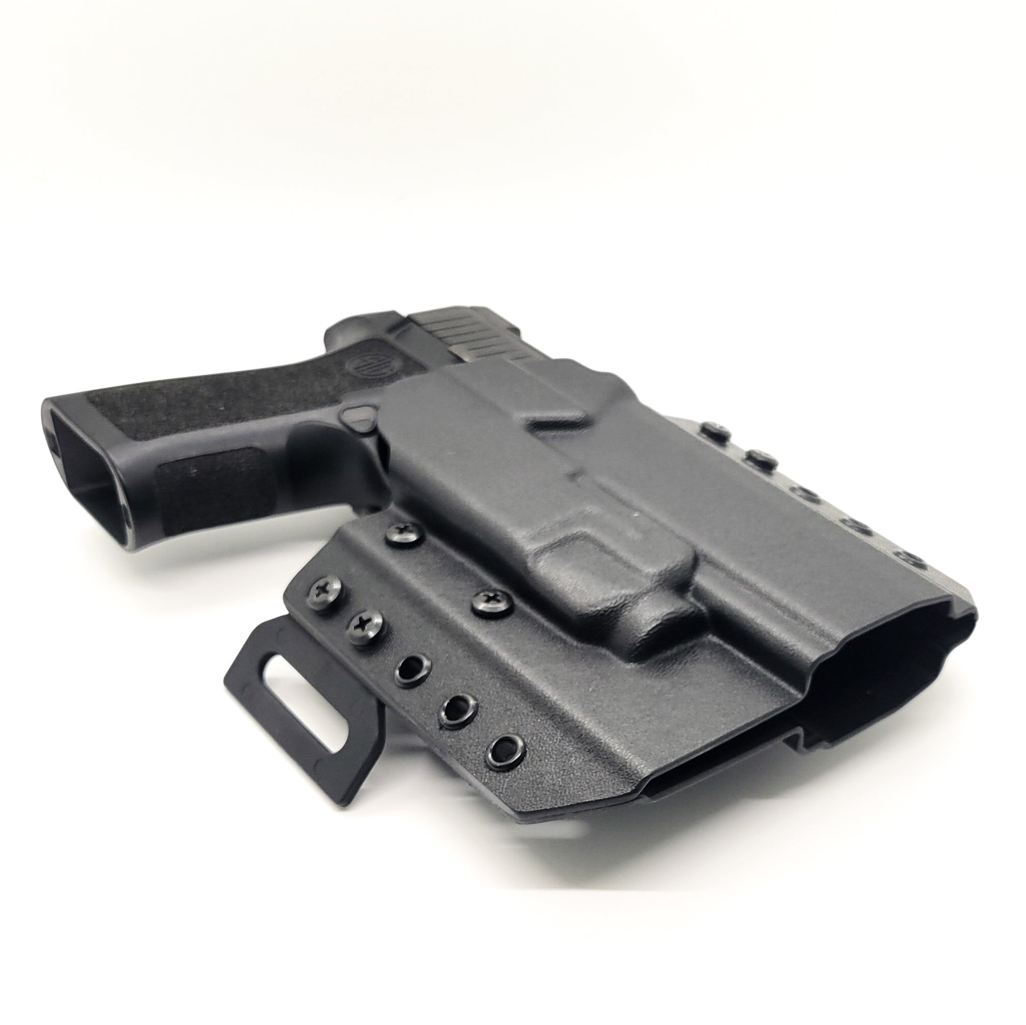 Outside Waistband Pancake Style Kydex holster designed to fit the Sig Sauer P320 Full Size, X5 Legion & M17 with the Streamlight TLR-7 or TLR-7A.  Full sweat guard, adjustable retention, open muzzle cleared for a red dot sight. Proudly made in the USA for veterans & law enforcement. TLR7 TLR7A P 320 X-Five X 5 