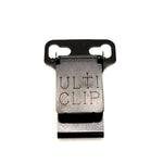 The UltiTuck combines 3 great features into 1 clip. It replaces most two hole horizontally mounted clips while providing these additional features: Tuckable design transforms a traditional holster into a tuckable holster. Beltless carry – The UltiTuck is built to allow for beltless carry and adjustable cant