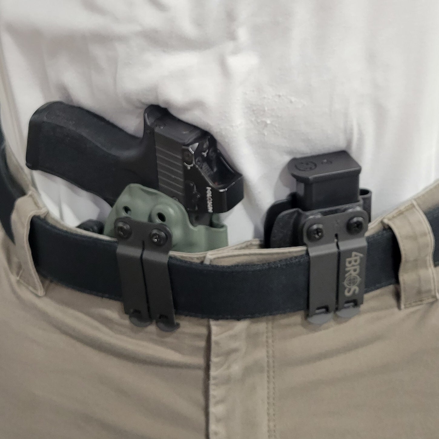 For the Best Kydex IWB AIWB appendix inside waistband magazine pouch for Sig P365-XMACRO P365 X Macro, shop Four Brothers Holsters.  Suitable for belt widths of 1 1/2" & 1 3/4". Adjustable retention. Appendix Carry IWB Carrier Holster Hellcat Pro, Sig P365XL, Glock 43X & 48, Smith and Wesson Equalizer, and Shield Plus 