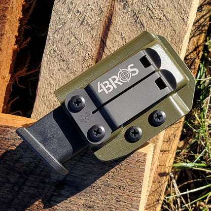 For the Best Kydex IWB AIWB appendix inside waistband magazine pouch for the Glock 43X & 48, shop Four Brothers Holsters.  Suitable for belt widths of 1 1/2" & 1 3/4". Adjustable retention. Appendix Carry IWB Carrier Holster P365X-MACRO, Sig P365XL, Glock 43X & 48, Springfield Hellcat Pro, and Smith & Wesson Equalizer 