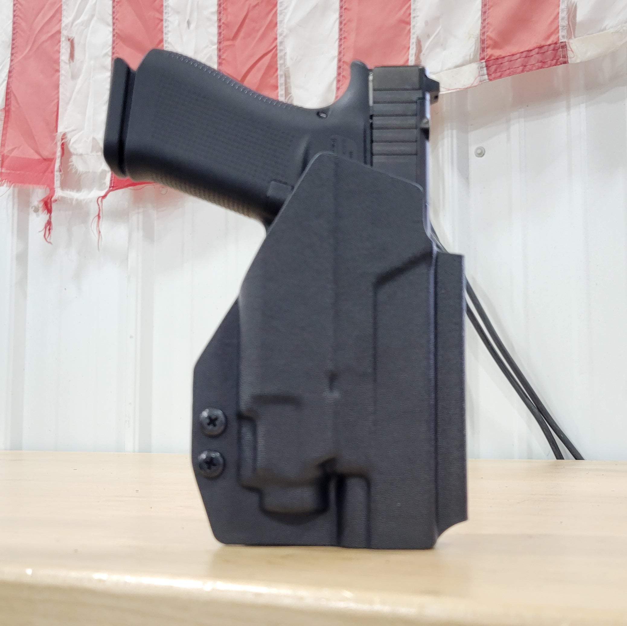For the best Outside Waistband OWB Kydex Holster designed to fit the Glock 43X MOS, 48 MOS, 43X Rail, and 48 Rail pistols with Streamlight TLR-8 Sub, shop Four Brothers Holsters.  Full sweat guard, adjustable retention, smooth edges to reduce printing. Made in the USA. Open muzzle and cleared for red dot sights. TLR8 