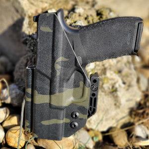 Our Inside Waistband holster for the Springfield Hellcat Pro is vacuum formed with a precision machined mold designed from a CAD model of the actual firearm. Each holster is formed, trimmed and folded in house. Final fit and function tests are done with the actual pistol to ensure the holster fits the gun and has the correct amount of retention. The retention of the holster is easily adjusted so that the fit can be dialed in to your personal preference.