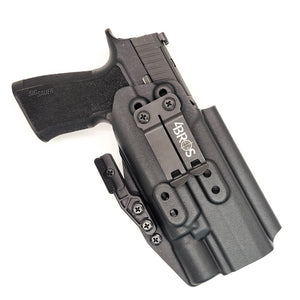 Inside Waistband IWB AIWB Kydex holster designed to fit the Sig Sauer 10MM P320-XTEN and Surefire X-300U.  Full sweat guard, adjustable retention, open muzzle cleared for a red dot sight. Proudly made in the USA for veterans & law enforcement. 10 MM P320-XTEN, P320 X Ten, or P 320 XTEN. X300 X-300 U X-300A X-300B