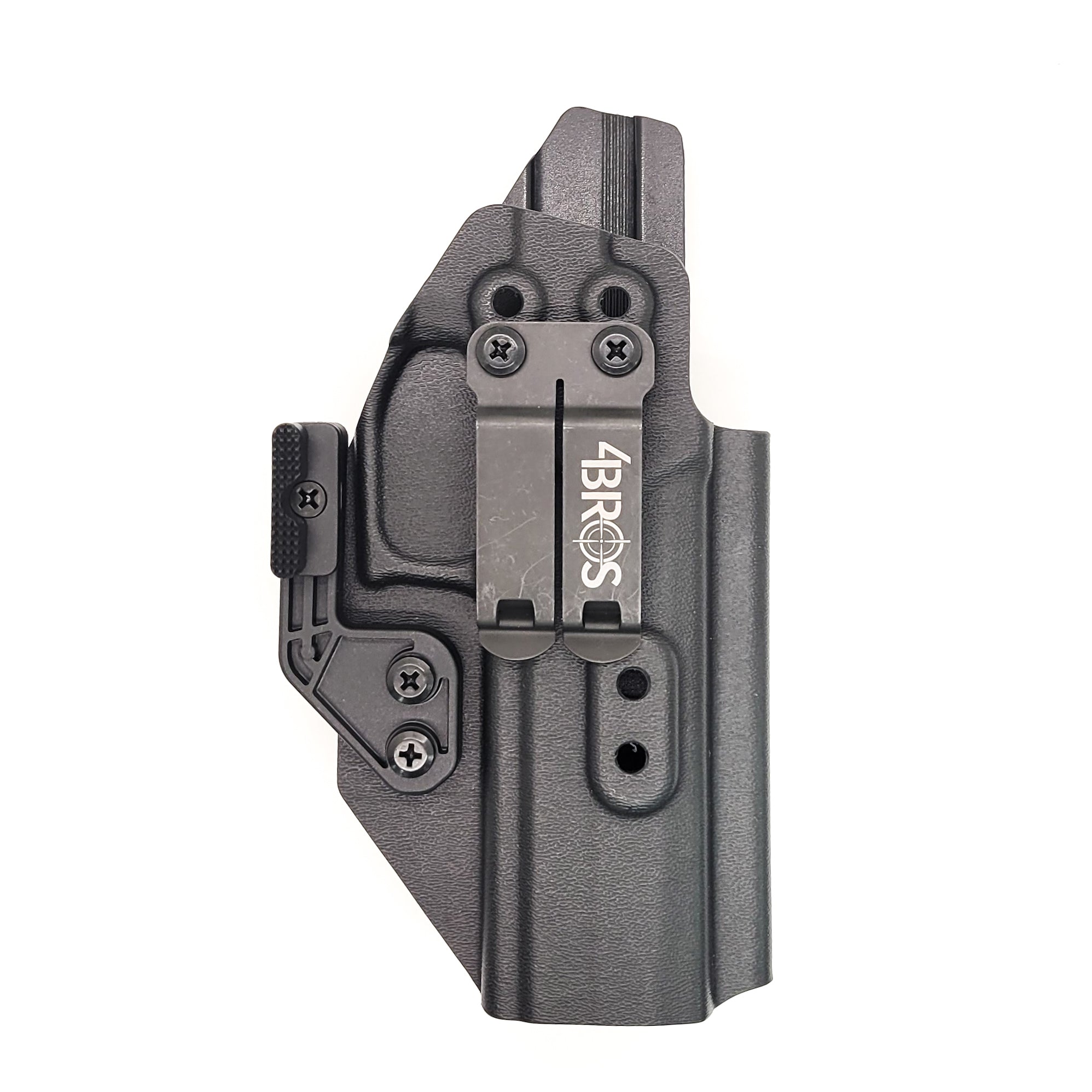 Inside Waistband IWB AIWB Kydex Taco Style Holster designed to fit the Sig Sauer P320 XTEN 10MM with the GoGunsUSA Gas Pedal. Full sweat guard, adjustable retention, open muzzle and profiled for a red dot sight. Proudly made in the USA for veterans and law enforcement. 10 MM P320-XTEN, P320 X Ten or P 320 XTEN.