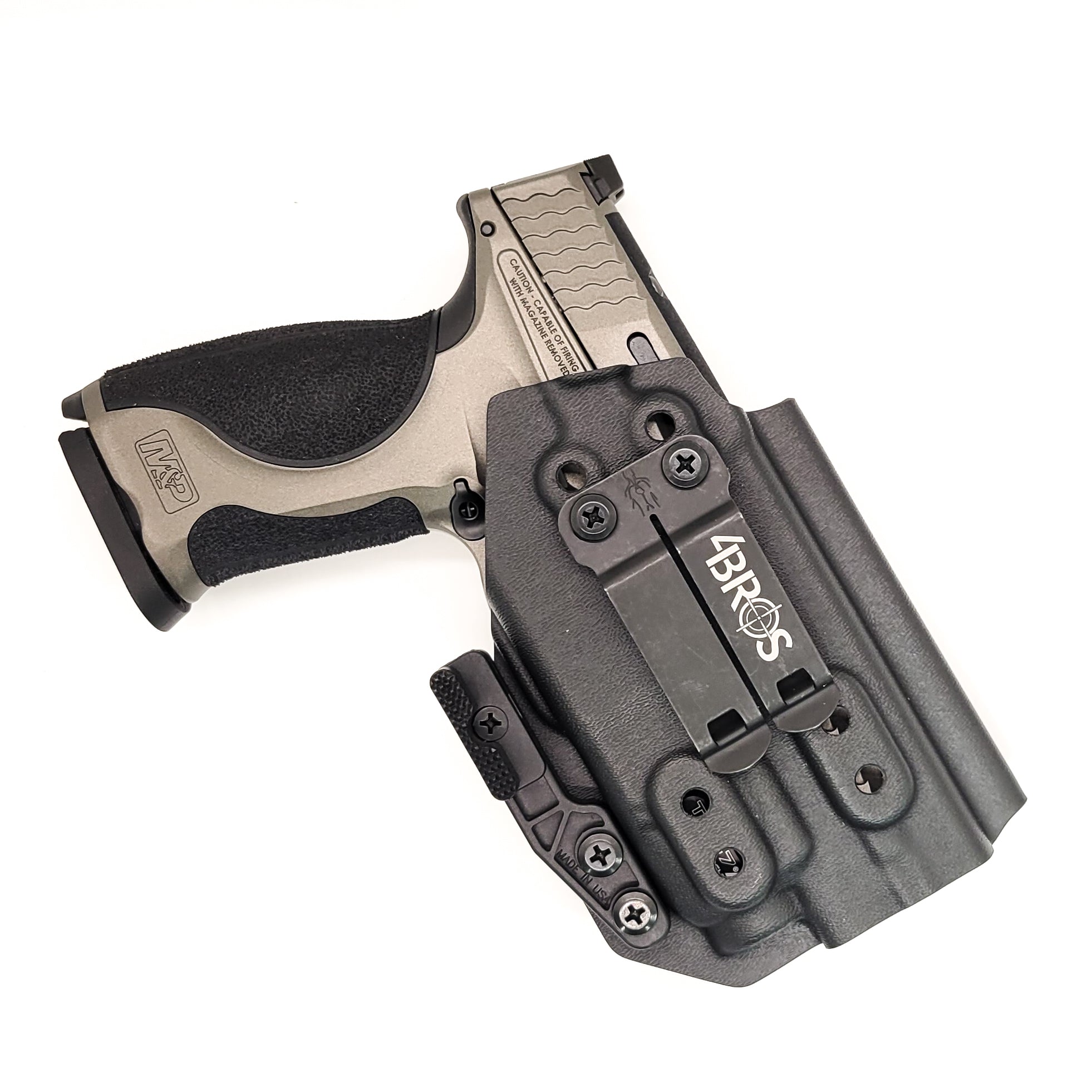 Inside Waistband IWB AIWB Kydex Holster designed to fit the Smith & Wesson M&P M2.0 Metal pistols with the Streamlight TLR-7 or TLR-7A light mounted to the pistol. Full sweat guard, adjustable retention, minimal material, and smooth edges to reduce printing. Cleared for red dot sights. Proudly made in the USA.