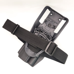 Outside Waistband Kydex Duty & Competition Holster designed to fit the Sig Sauer P320 Full Size, M18, M17, X-Five, and Carry pistols with the Surefire X300U-A or X300U-B light & GoGuns USA Gas Pedal mounted to the pistol. Cleared for red dot sights and front suppressor height sights up to 3/8 tall.  Made in the USA