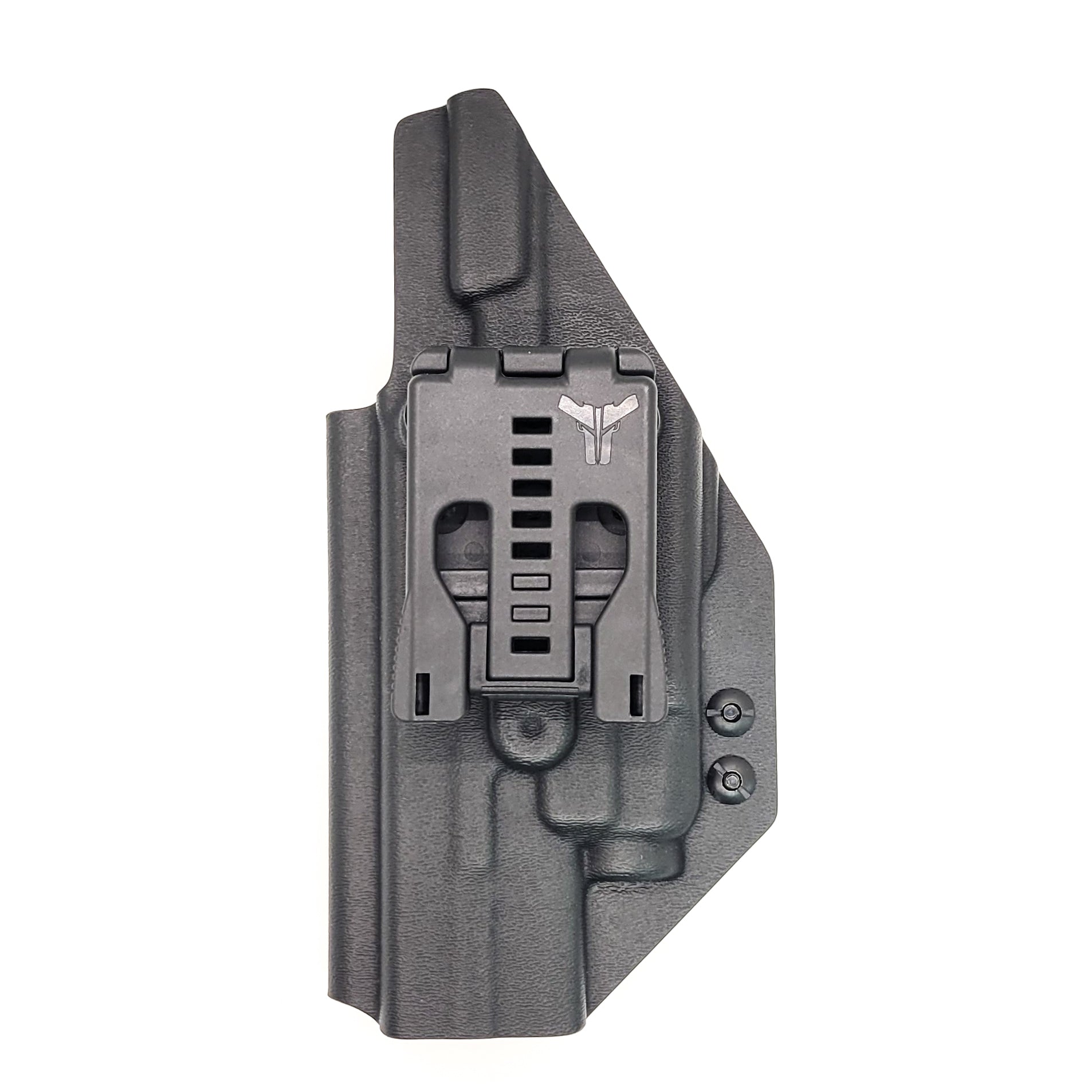 The best Outside Waistband OWB Kydex Holster designed to fit the Smith & Wesson M&P M2.0 5" pistols with the Streamlight TLR-7 or TLR-7A light mounted to the pistol. Full sweat guard, adjustable retention, minimal material, and smooth edges to reduce printing. Cleared for red dot sights. Proudly made in the USA.