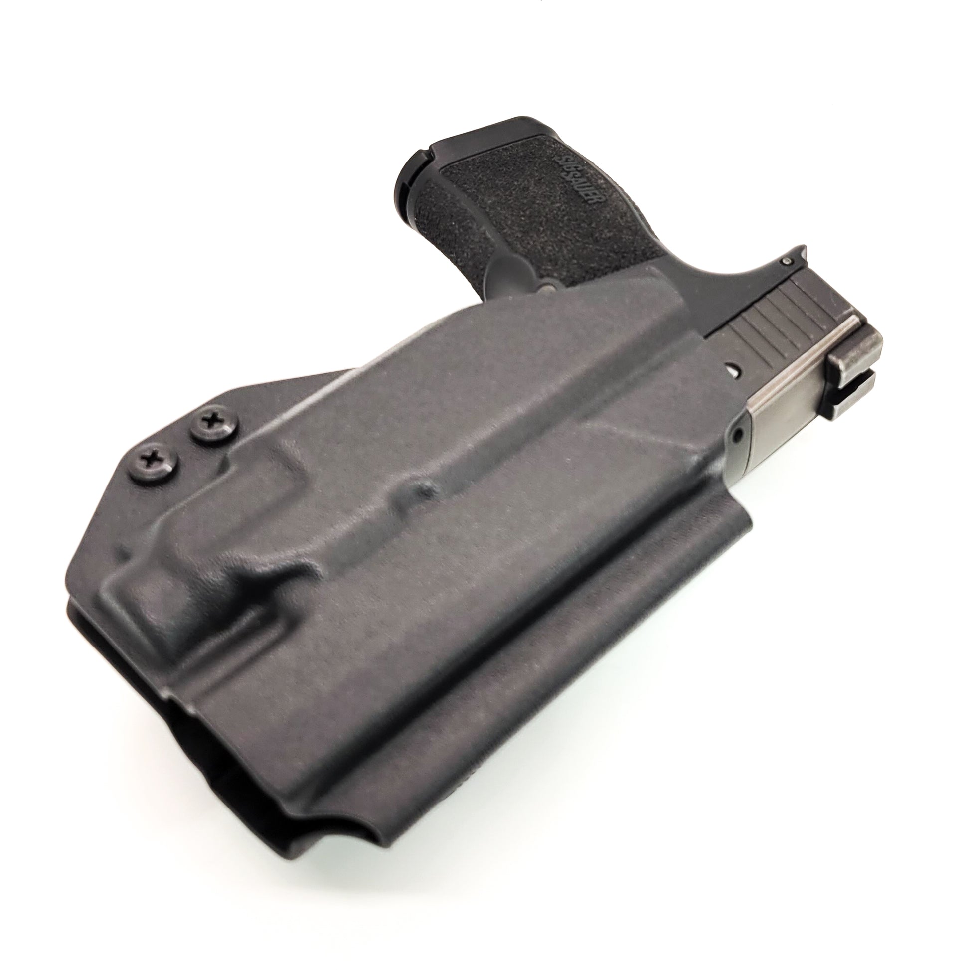 For the best Outside Waistband OWB Kydex Holster designed to fit the Sig Sauer P365 or P365XL with Streamlight TLR-8 Sub, shop Four Brothers Holsters.  Full sweat guard, adjustable retention, Smooth edges to reduce printing. Made in the USA. Open muzzle for threaded barrels cleared for red dot sights. P 365 XL 