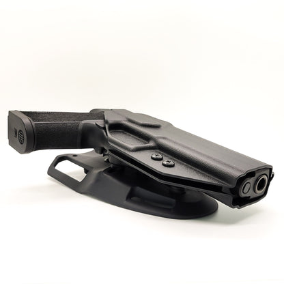 For the best, Outside Waistband OWB Sig Sauer  P320-XTEN 10MM pistol Duty & Competition Kydex Holster, shop Four Brothers 4BROS Holsters.  Made in the USA.