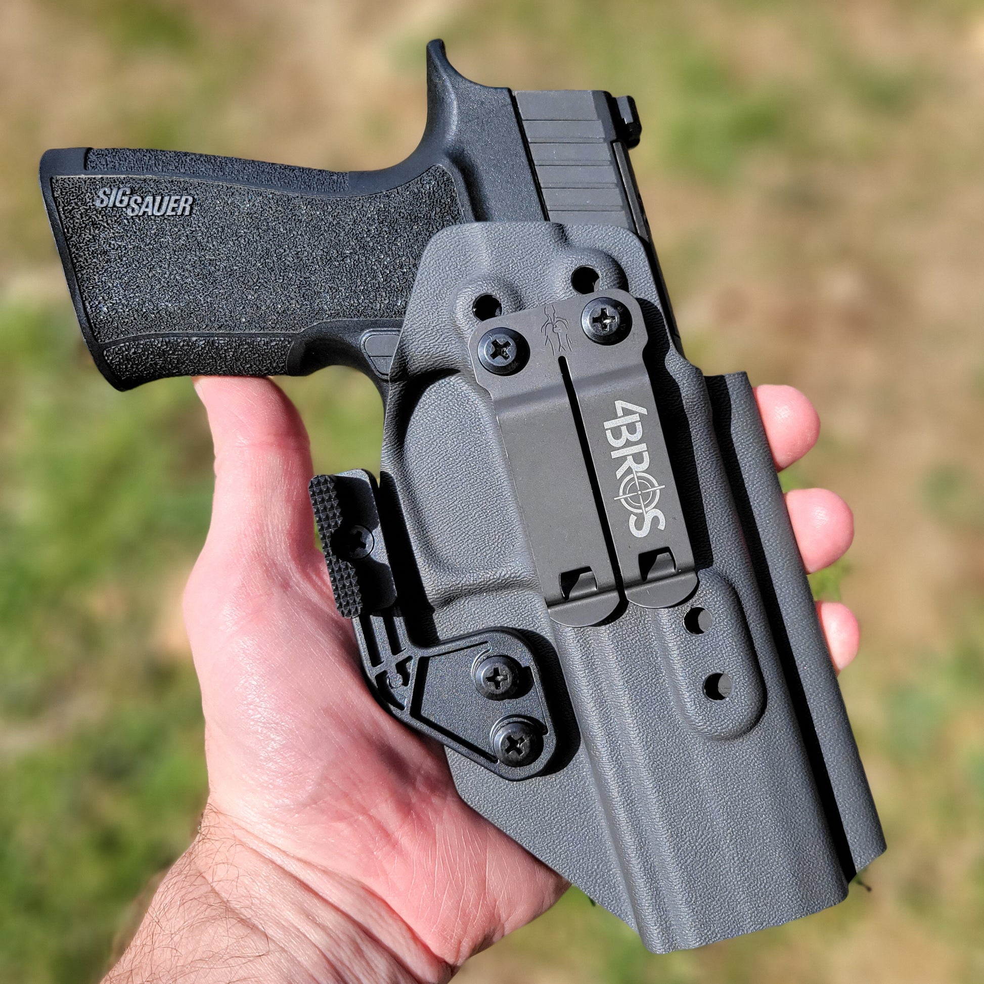 For the best IWB Inside Waistband Holster for the Sig Sauer P320 XTEN 10MM with the GoGunsUSA Gas Pedal, shop Four Brothers 4BROS Holsters.  Made in the USA.  