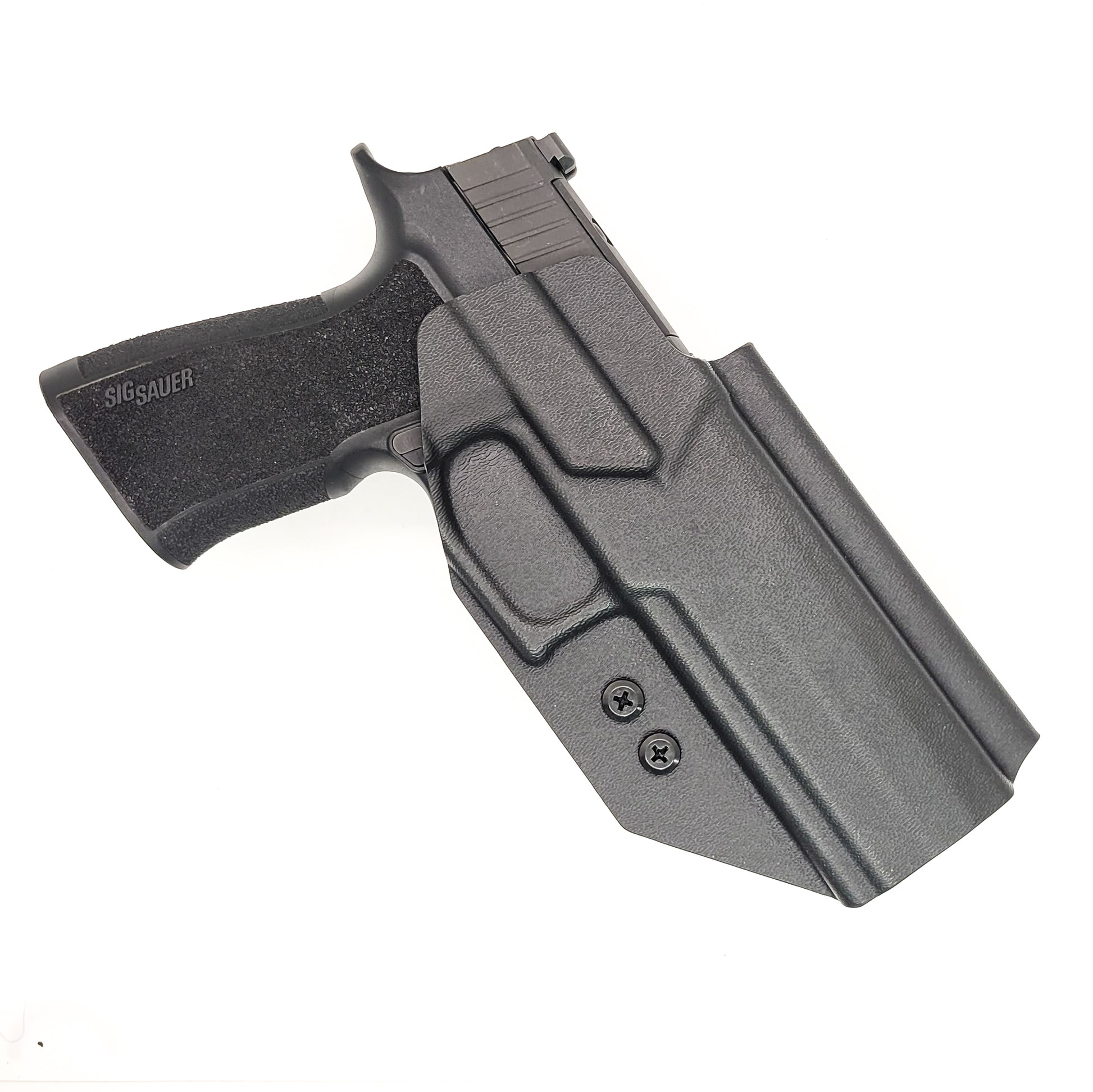 For the best Outside Waistband OWB Holster for the Sig Sauer P320-XTEN 10MM & GoGunsUSA Gas Pedal attached to the pistol shop Four Brothers 4BROS Holsters.