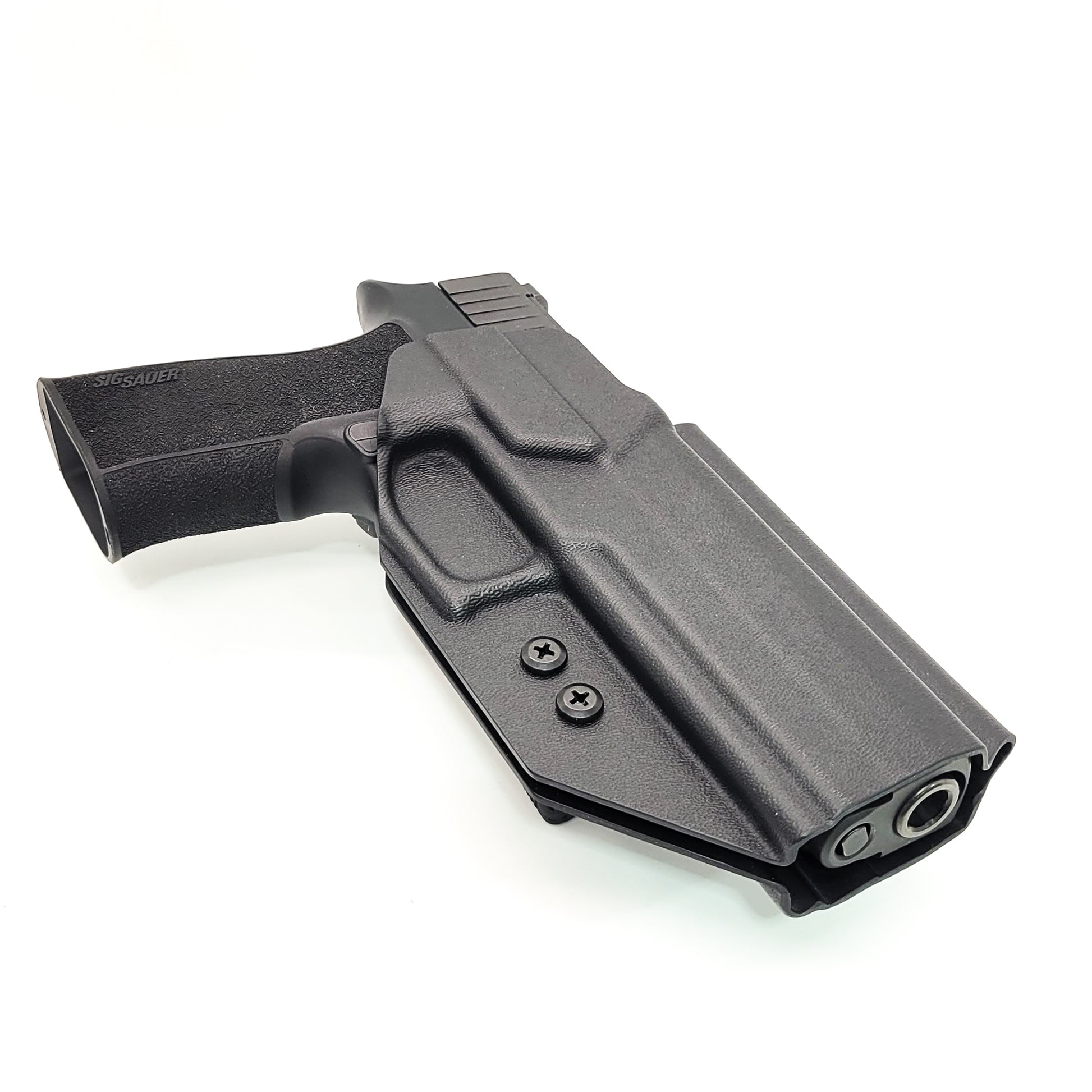 For the best Outside Waistband OWB Holster for the Sig Sauer P320-XTEN 10MM & GoGunsUSA Gas Pedal attached to the pistol shop Four Brothers 4BROS Holsters.