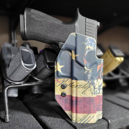 For the best, Outside Waistband OWB Kydex Holster for the Sig Sauer P320-XTEN 10MM handgun, shop Four Brothers 4BROS Holsters.  Proudly made in the USA.