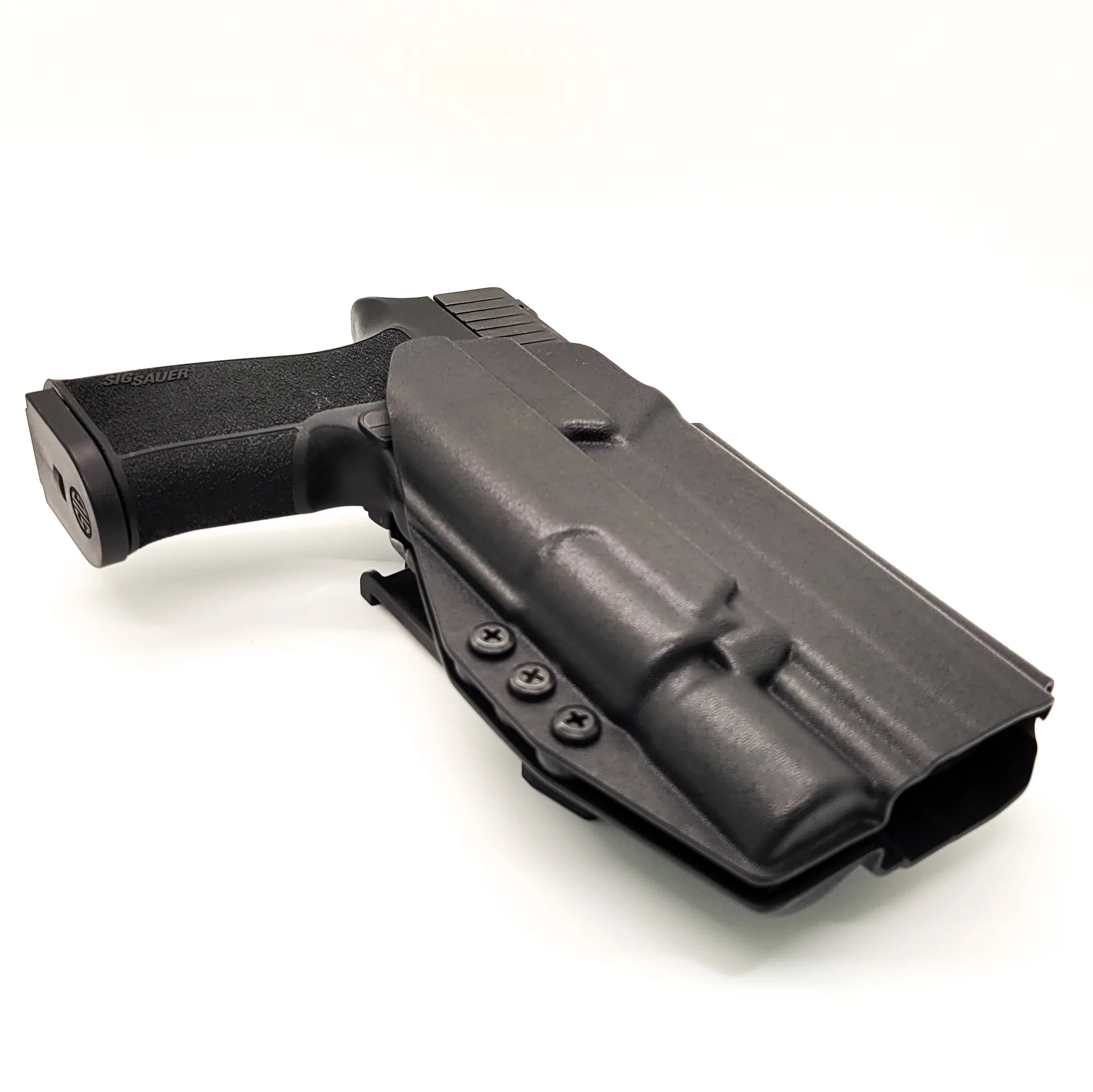 For the best Outside Waistband OWB holster for the Sig Sauer 10MM P320-XTEN and Surefire X-300U A or B shop Four Brothers 4BROS Holsters.  Made in the USA.