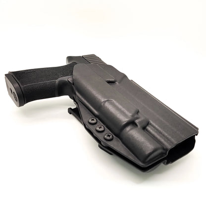 For the best Outside Waistband OWB holster for the Sig Sauer 10MM P320-XTEN and Surefire X-300U A or B shop Four Brothers 4BROS Holsters.  Made in the USA.