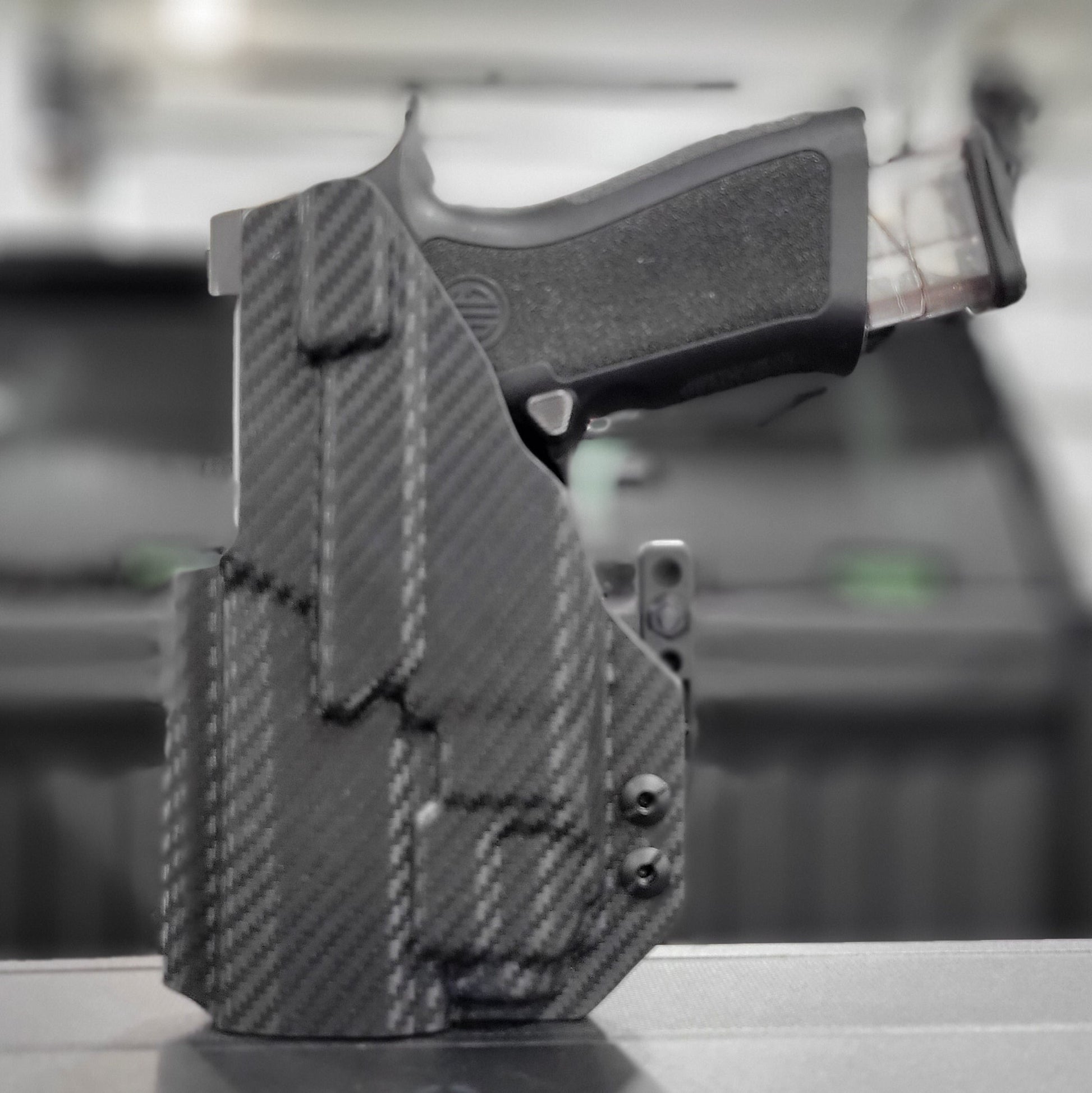 For the best IWB Kydex Inside Waistband Holster for the Sig Sauer P320 Compact, Carry and M18 & Streamlight TLR-8 or TLR-8A shop Four Brothers 4BROS Holsters. 
