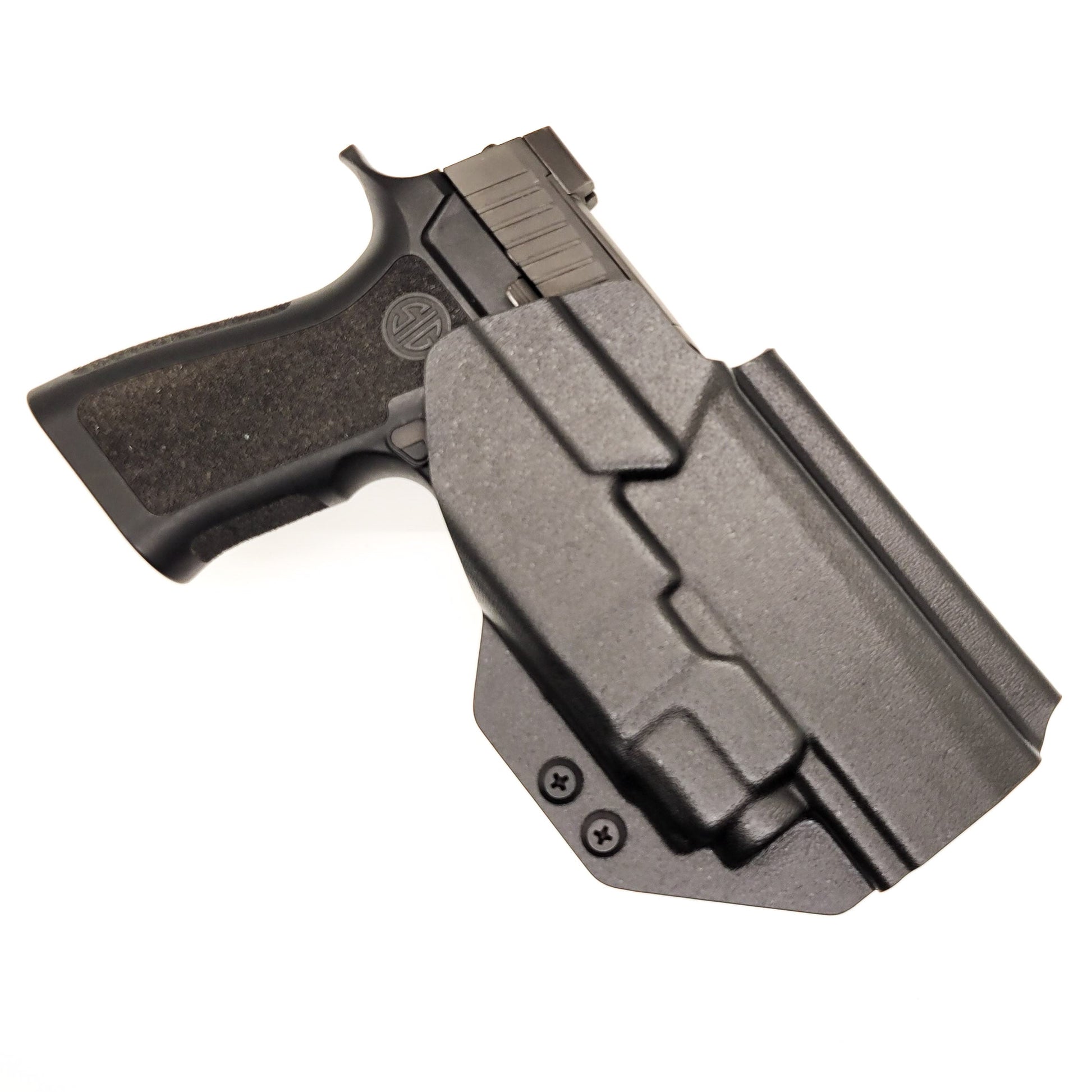 For the best Outside Waistband OWB Holster for the Sig Sauer P320 Full Size, X5 or M17 pistol with a TLR-8A & GoGuns USA Gas Pedal shop Four Brothers Holsters.