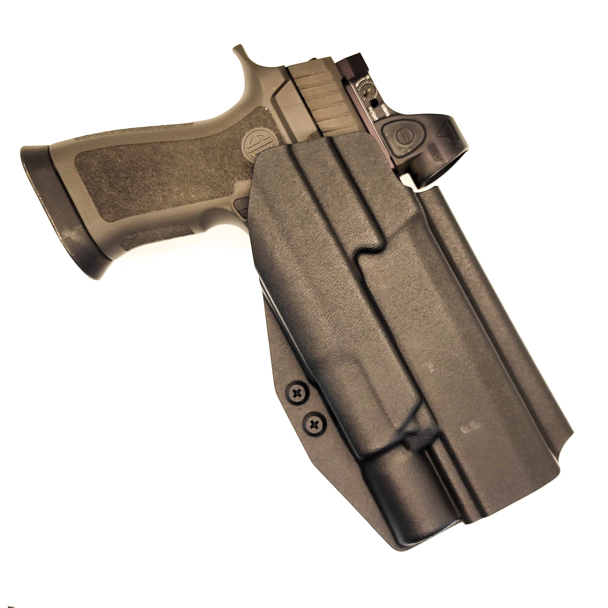 For the best OWB Holster for the Sig Sauer P320 X5, Carry, M17. M18 & X-Five & Surefire X300U-A or B & Align Tactical Thumb Rest shop Four Brothers Holsters.