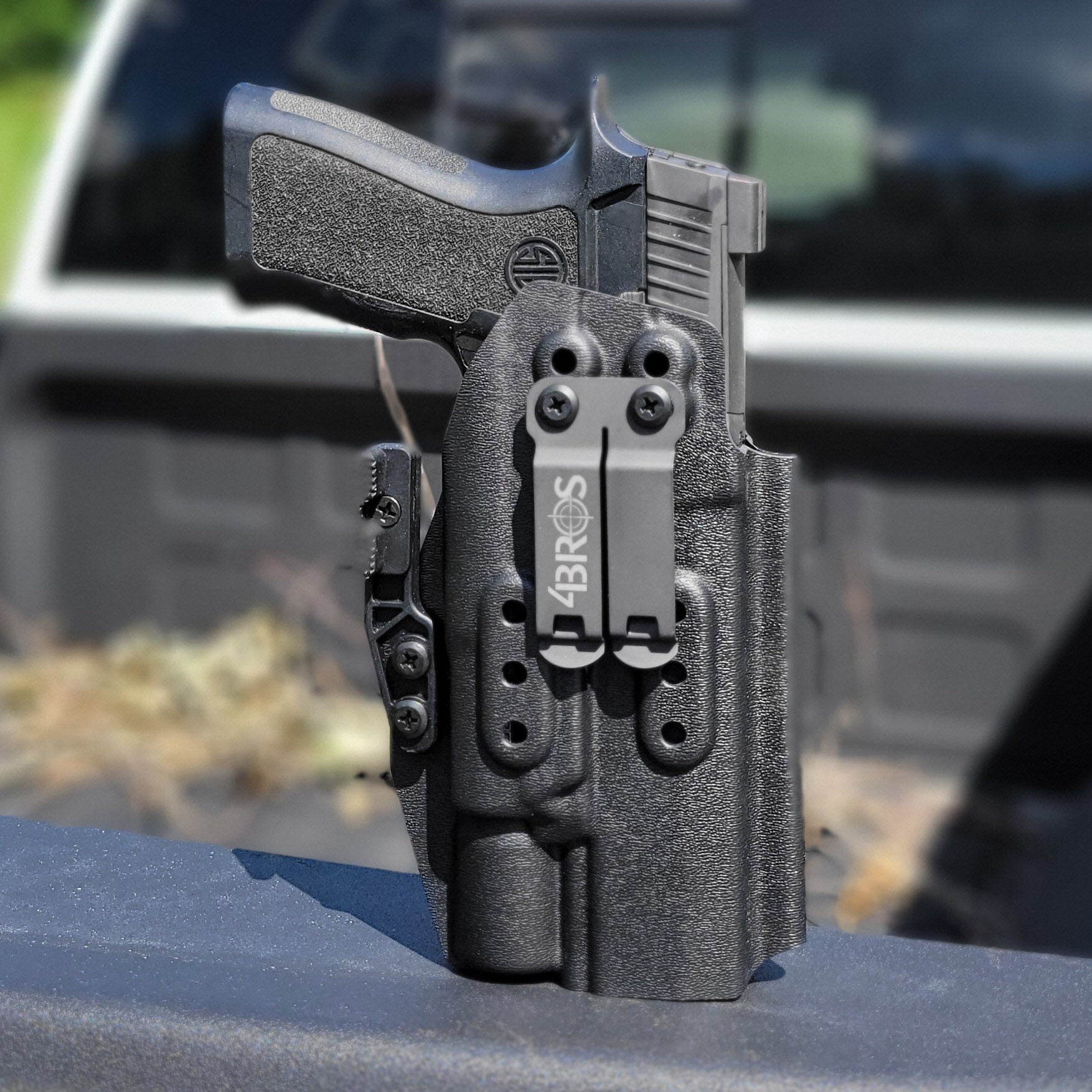 For the best Inside Waistband Holster for the Sig Sauer P320 Full Size & Carry pistols with the Surefire X300U-A or B & Gas Pedal shop Four Brothers Holsters.