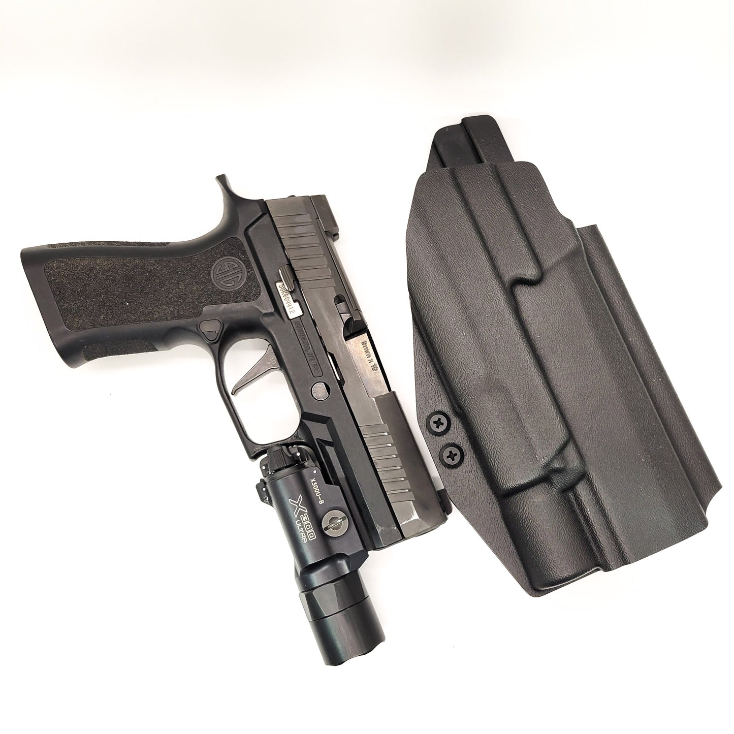 For the best OWB Kydex Holster for the Sig Sauer P320 Full-Size M18, M17, X-Five Legion & Carry pistols & Surefire X300U-A or B shop  Four Brothers Holsters.