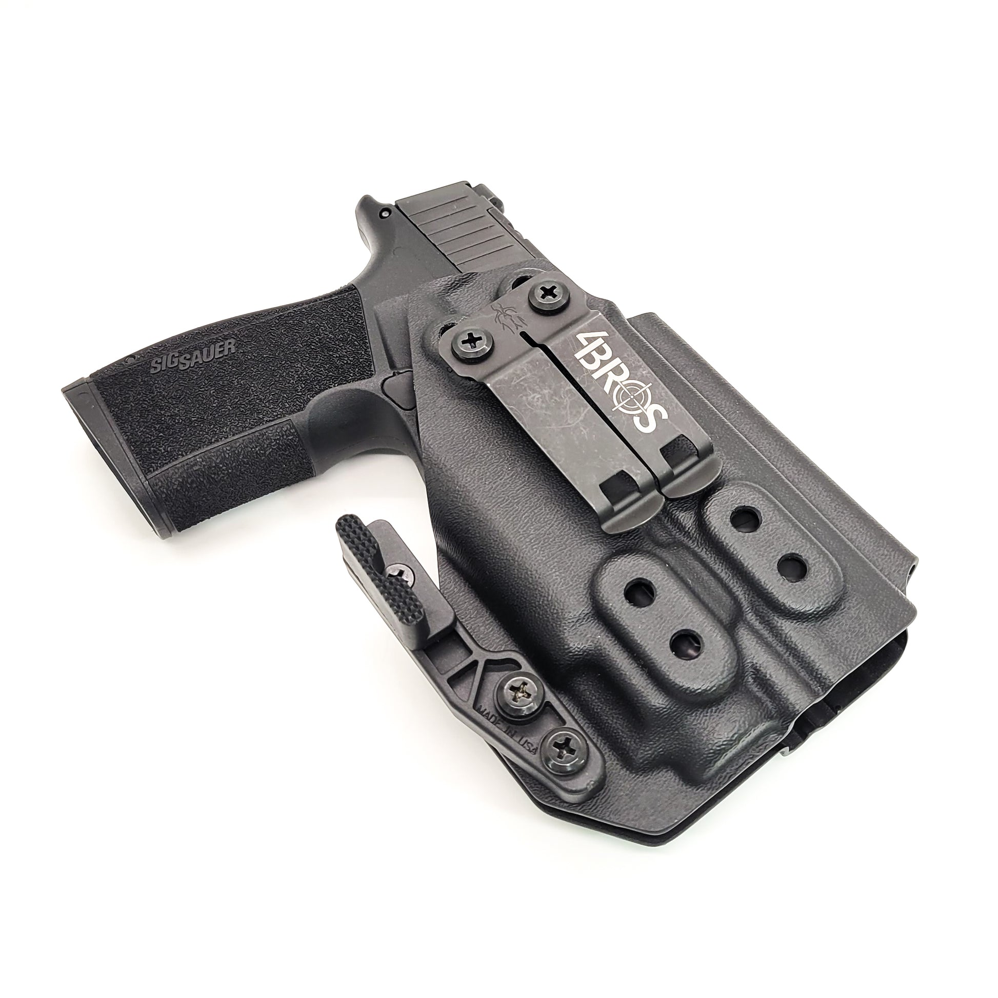 For the best IWB AIWB Inside Waistband Kydex Holster for the Sig Sauer P365-XMACRO with Streamlight TLR-8 Sub or TLR-8 G sub shop Four Brothers 4BROS Holsters.