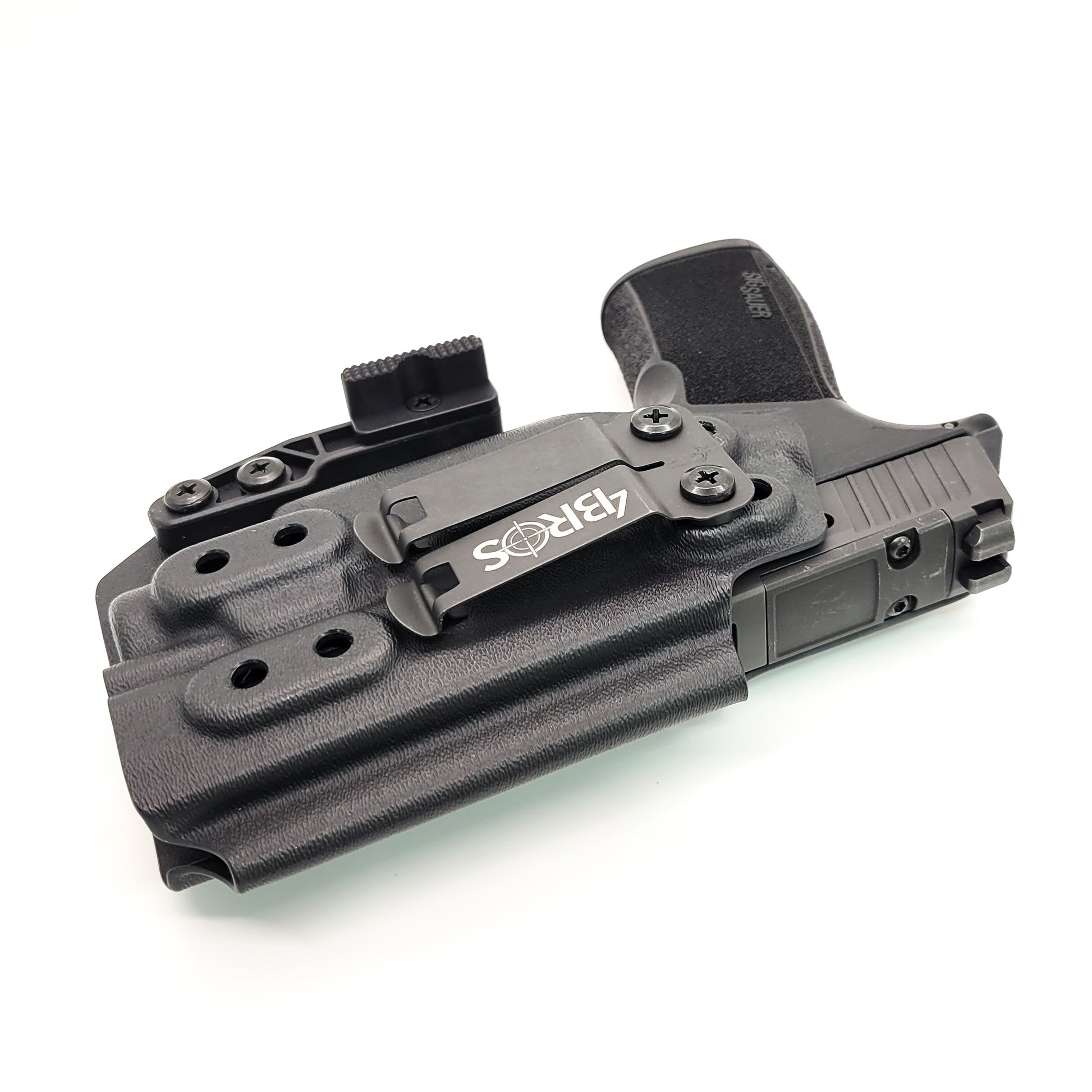 For the best IWB AIWB Inside Waistband Kydex Holster for the Sig Sauer P365-XMACRO with Streamlight TLR-8 Sub or TLR-8 G sub shop Four Brothers 4BROS Holsters.