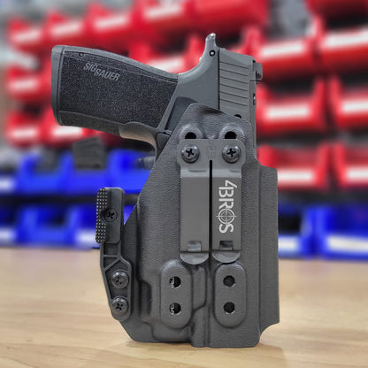 For the best IWB AIWB Inside Waistband Kydex Holster for the Sig Sauer P365-XMACRO with Streamlight TLR-8 Sub or TLR-8 G sub shop Four Brothers 4BROS Holsters.