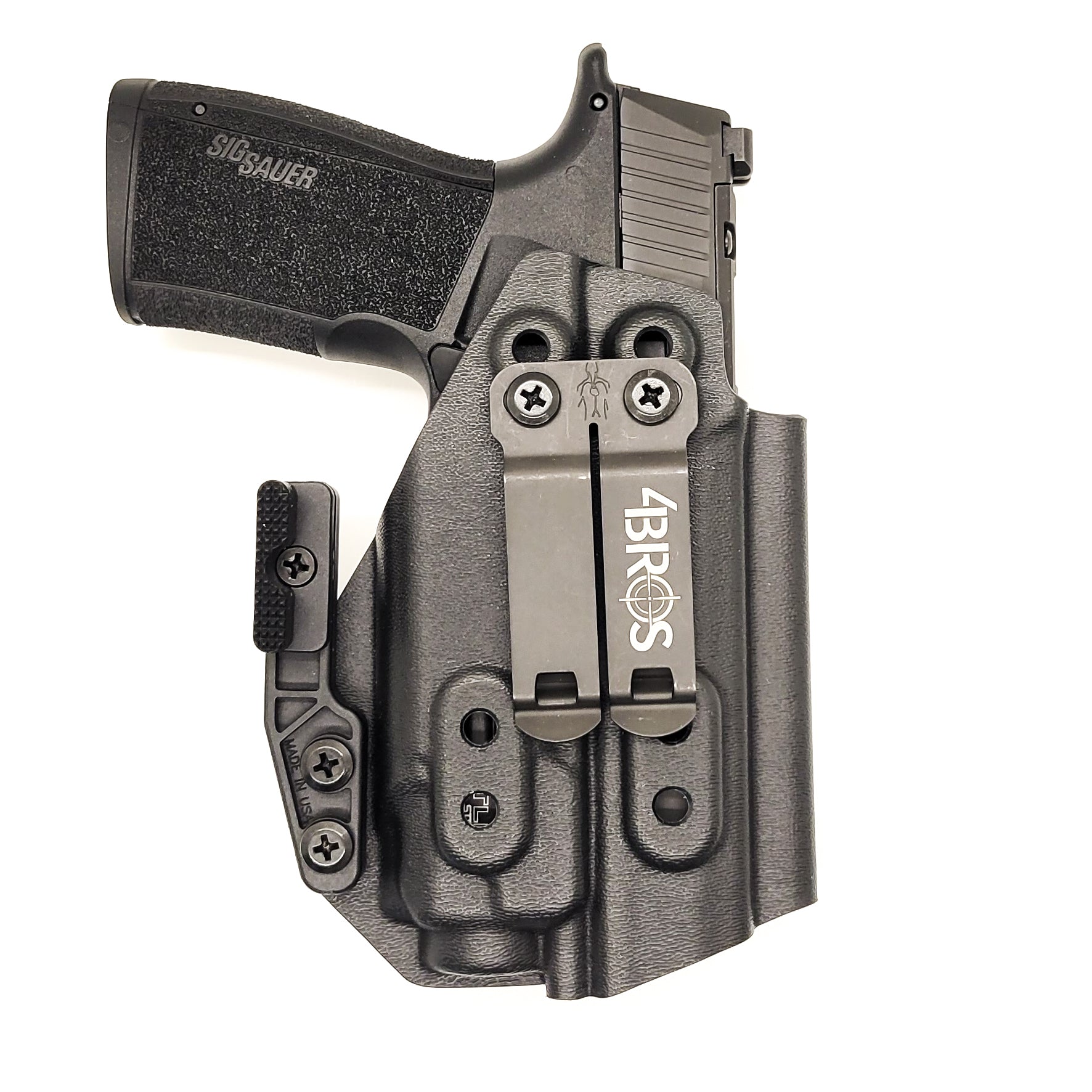 For the best IWB Kydex Inside Waistband Holster for the Sig Sauer P365-XMACRO, COMP, or TACOPS & Streamlight TLR-8 A G, shop Four Brothers 4BROS Holsters.  