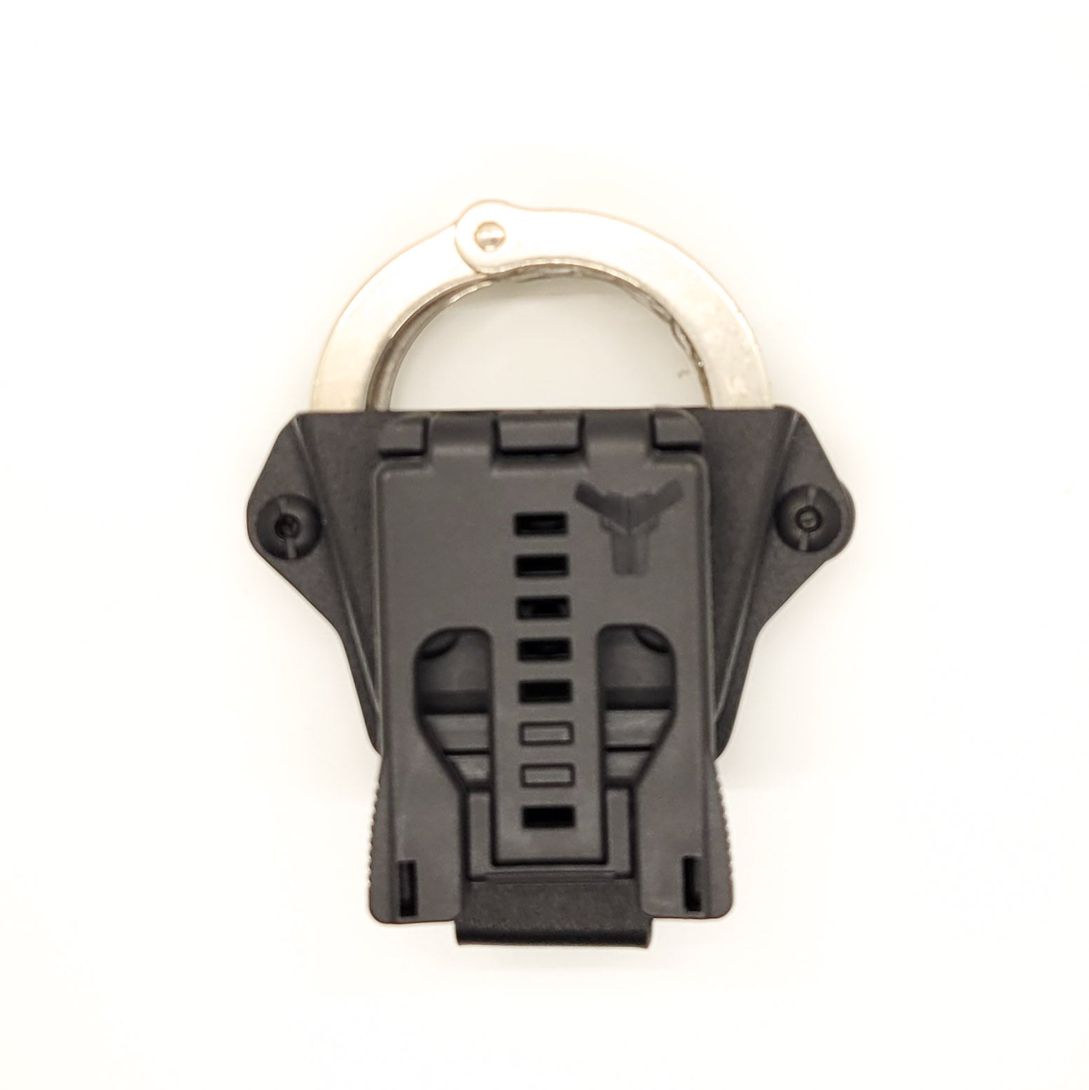 Smith and Wesson Handcuff Holster for the Smith and Wesson chain-style handcuffs from Four Brothers 4Bros Holsters.  This carrier works well on Molle. 