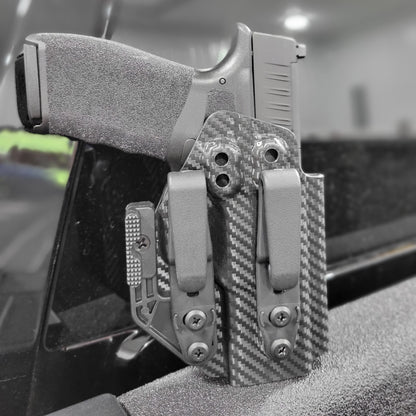 For the best IWB Kydex Inside Waistband Holster for the  Springfield Armory Hellcat Pro with or without a red dot sight, shop Four Brothers 4BROS Holsters. 