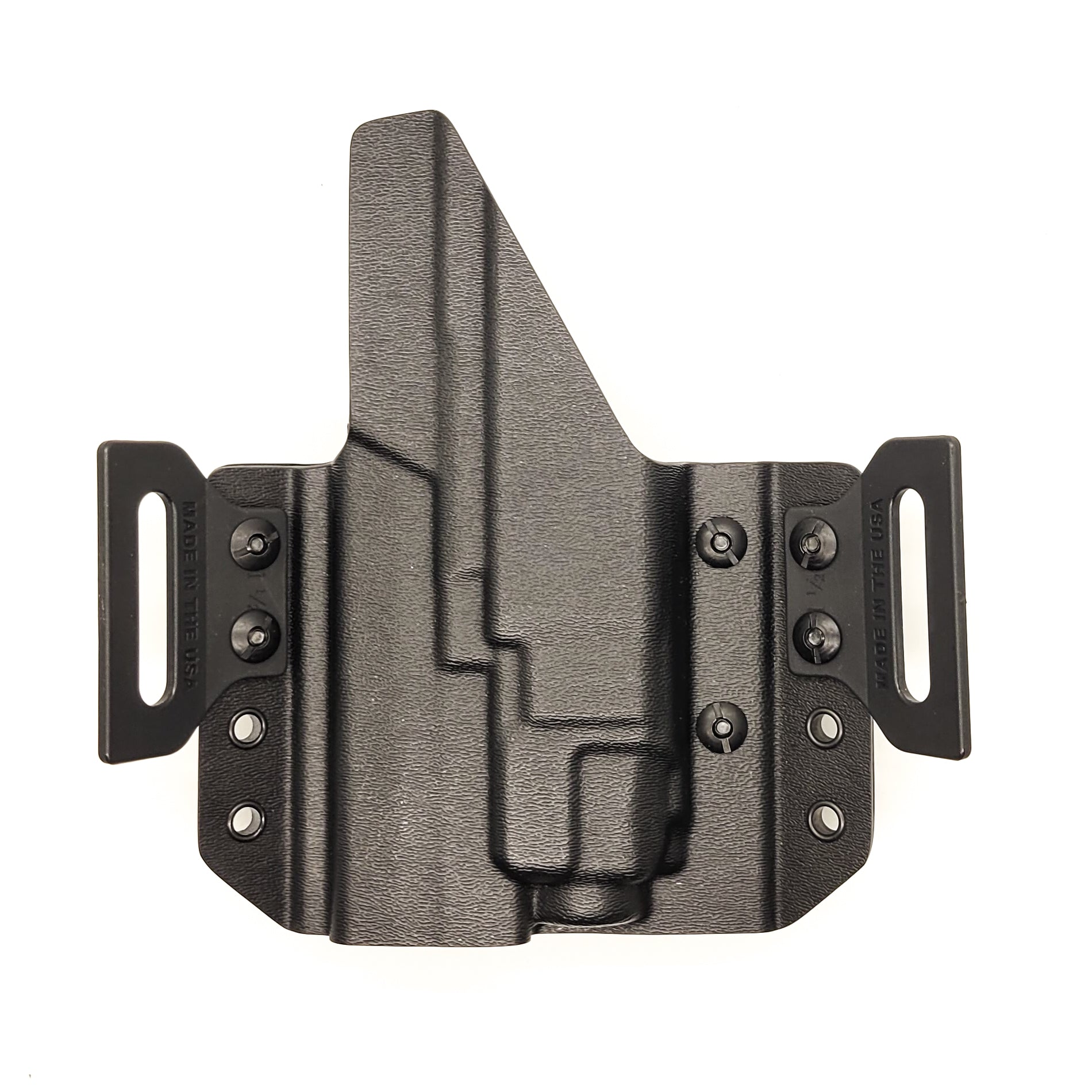 OWB Kydex holster for the Springfield Hellcat Pro with TLR-8 X & TLR-8 A. Pancake holster, adjustable retention, open muzzle, optic/red dot ready. Made in USA.