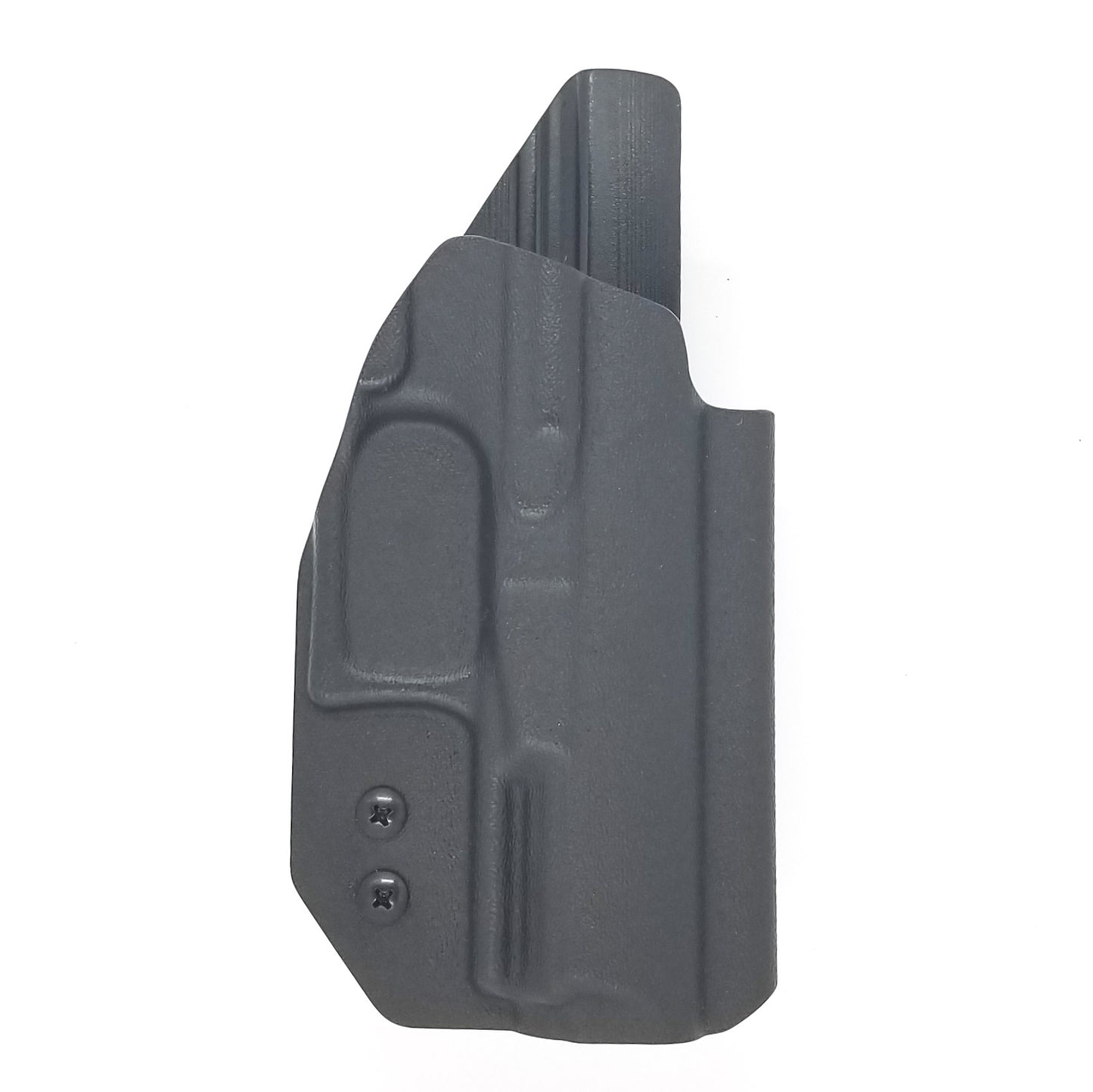 Outside Waistband Taco Style Holster for a 4" Walther PPQ M2 pistol. Adjustable retention High sweat shield and slide protection standard, medium and low height available on request. Custom material colors, patterns and belt attachments available upon request Each holster is vacuum formed with a precision machined mold